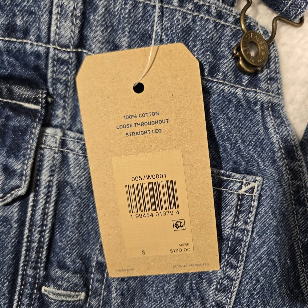 $120 Levis Workwear Loose Overalls Mens Size Small Denim Cotton Blue S - Picture 2 of 9